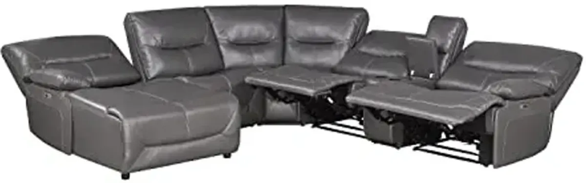 Lexicon Jenkins Power Wall-Hugger Reclining Sectional Sofa, Left Chaise, Gray