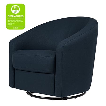 babyletto Madison Swivel Glider in Performance Navy Eco-Twill, Water Repellent & Stain Resistant, Greenguard Gold and CertiPUR-US Certified