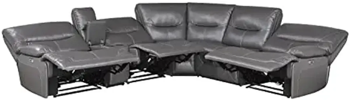 Lexicon Jenkins Power Wall-Hugger Reclining Sectional Sofa, All Chairs, Gray