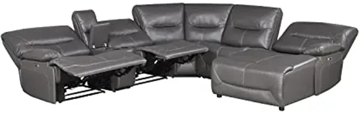 Lexicon Jenkins Power Wall-Hugger Reclining Sectional Sofa, Right Chaise, Gray