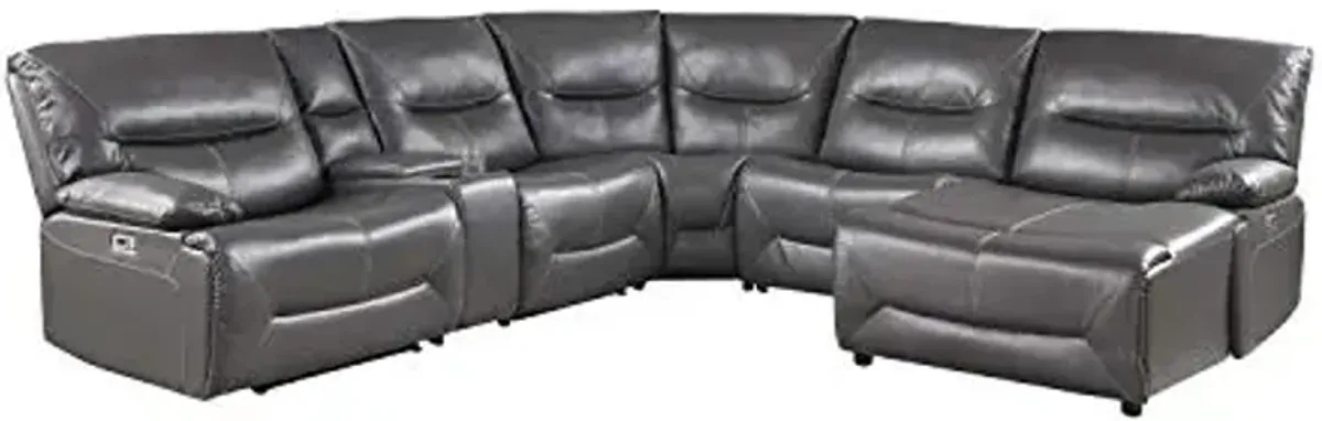 Lexicon Jenkins Power Wall-Hugger Reclining Sectional Sofa, Right Chaise, Gray