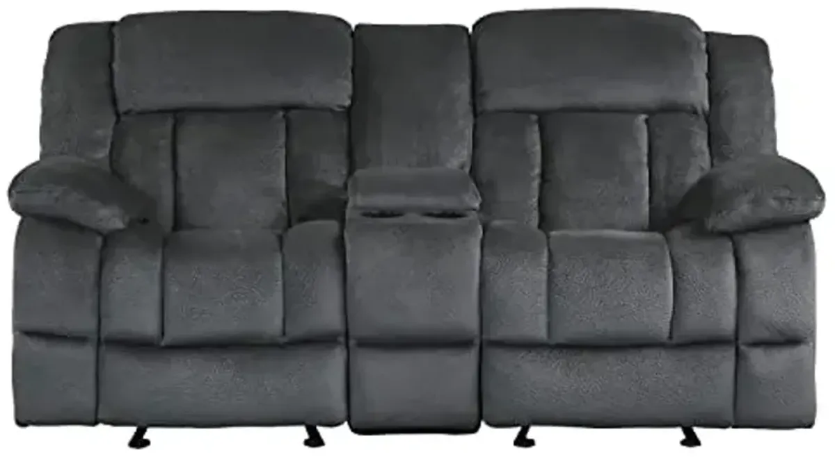 Lexicon Neuport Manual Double Glider Reclining Loveseat, Charcoal