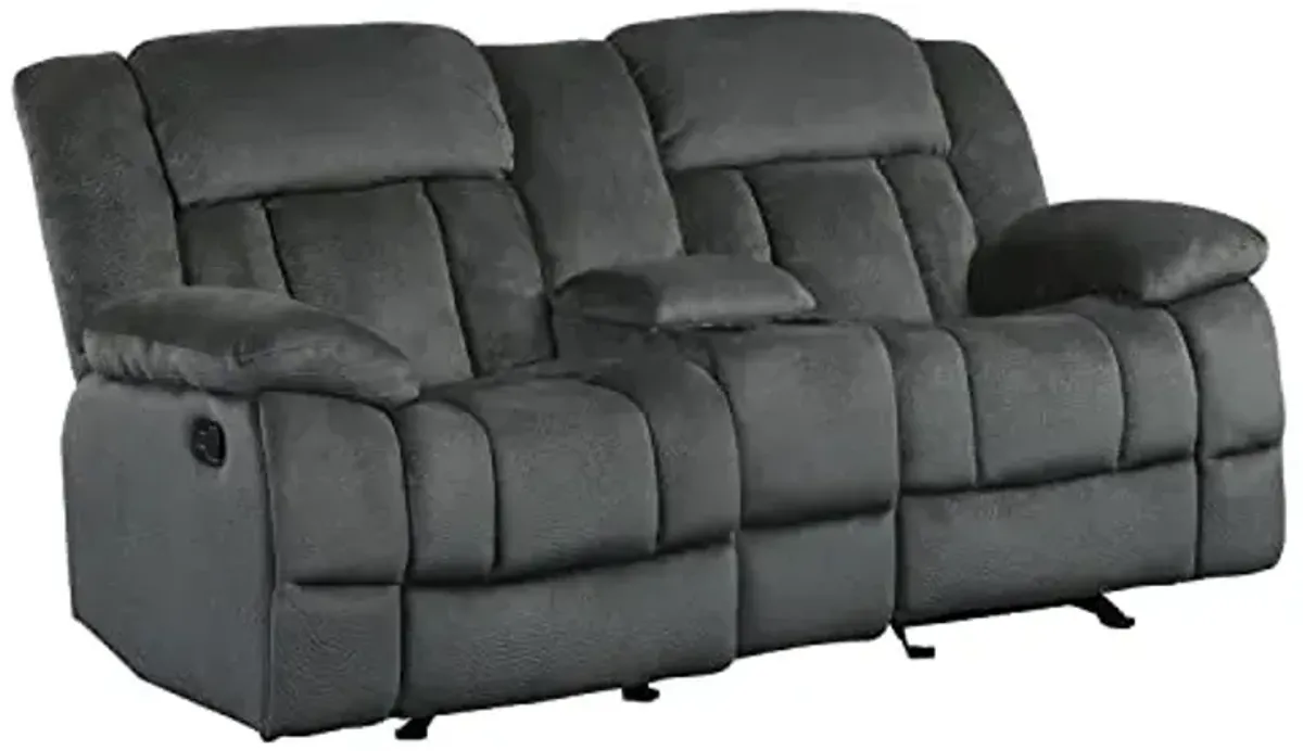 Lexicon Neuport Manual Double Glider Reclining Loveseat, Charcoal