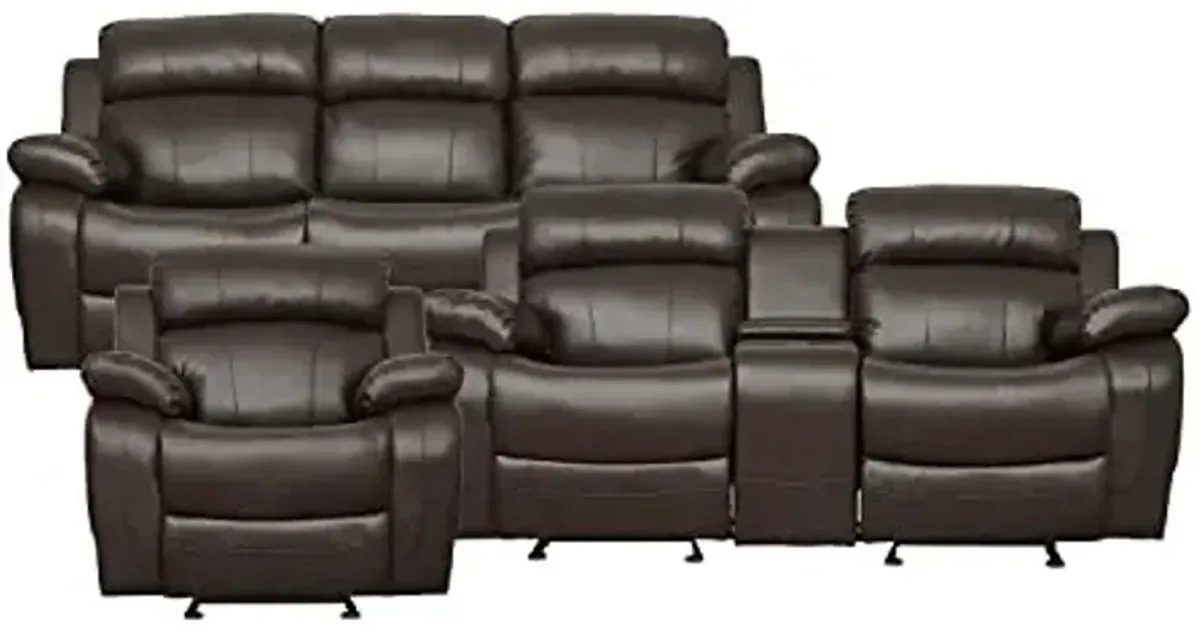Lexicon Odeum Manual Reclining Living Room Set, 3-Piece, Brown