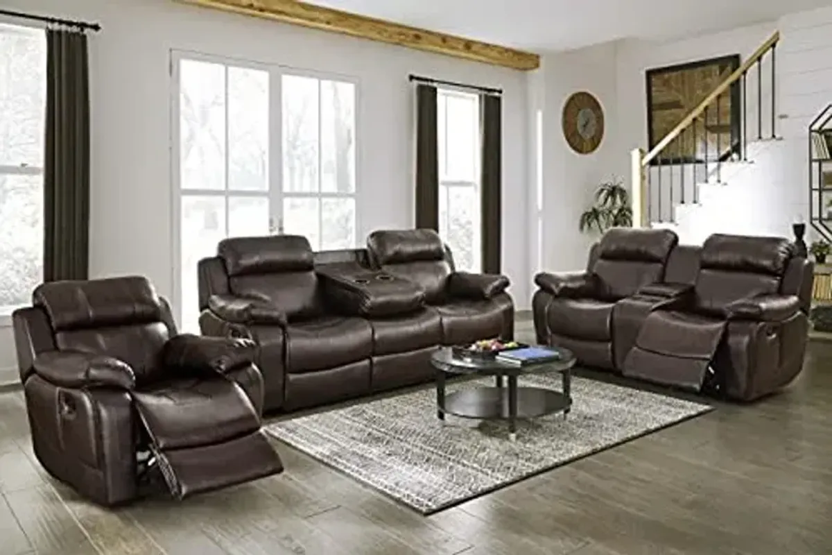 Lexicon Odeum Manual Reclining Living Room Set, 3-Piece, Brown