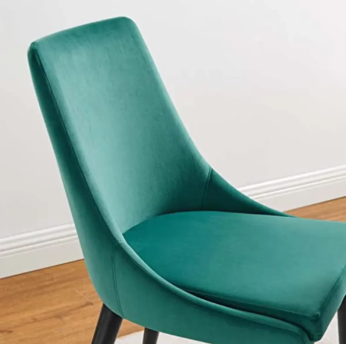 Modway Viscount 19" Modern Performance Velvet Dining Chair in Black/Teal Green