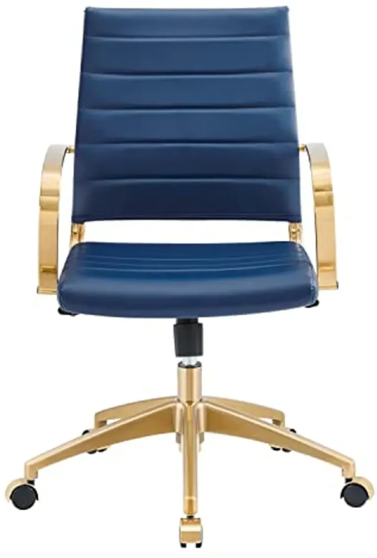 Modway Jive Faux Leather Stainless Steel Midback Office Chair in Gold/Navy