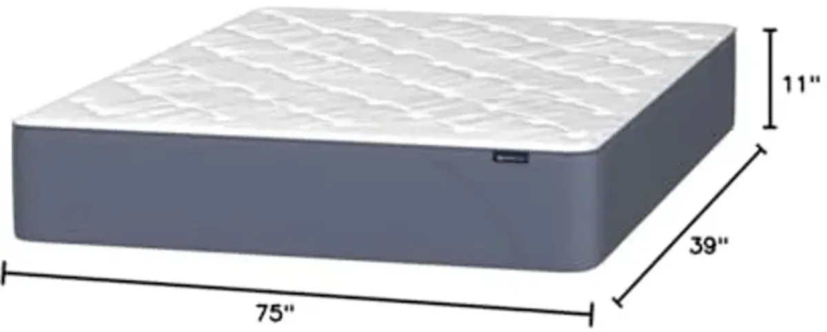 Serta Perfect Sleeper 11 Inch Twin Gel Memory Foam Hybrid Mattress, Medium, USA Built, 100-Night Trial, CertiPUR-US Certified - Tranquil Wave,White and Light Blue