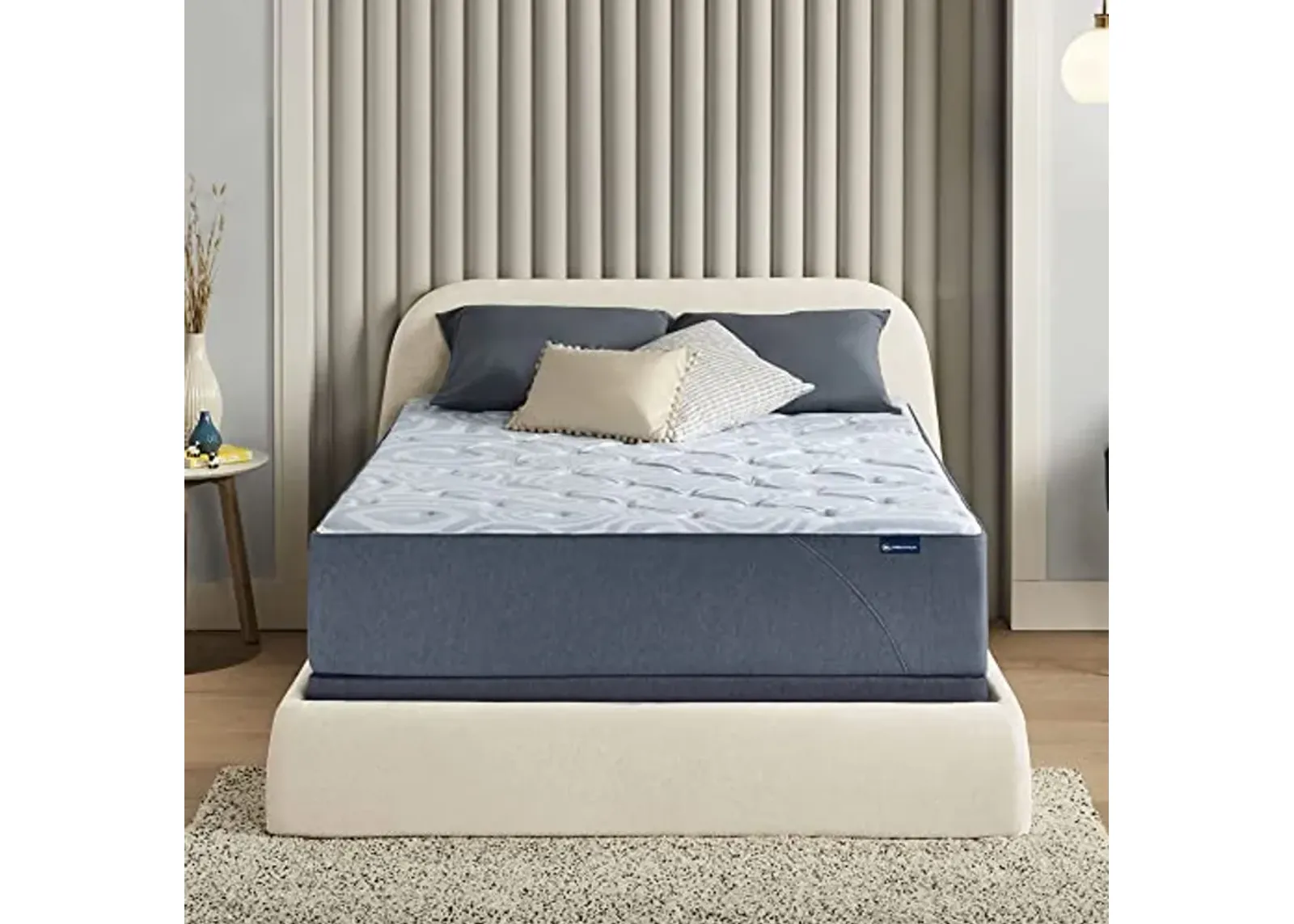 Serta Perfect Sleeper 12 Inch King Gel Memory Hybrid Mattress, Ultra Plush, USA Built, 100-Night Trial, CertiPUR-US Certified - Renewed Relief,White and Dark Blue