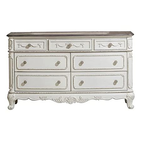 Homelegance Lexicon Traditional Wood and MDF Board Dresser in Antique White/Gray