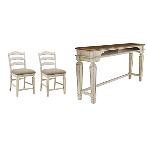 Signature Design by Ashley Realyn French Country 24.13" Counter Height Upholstered Barstool, Set