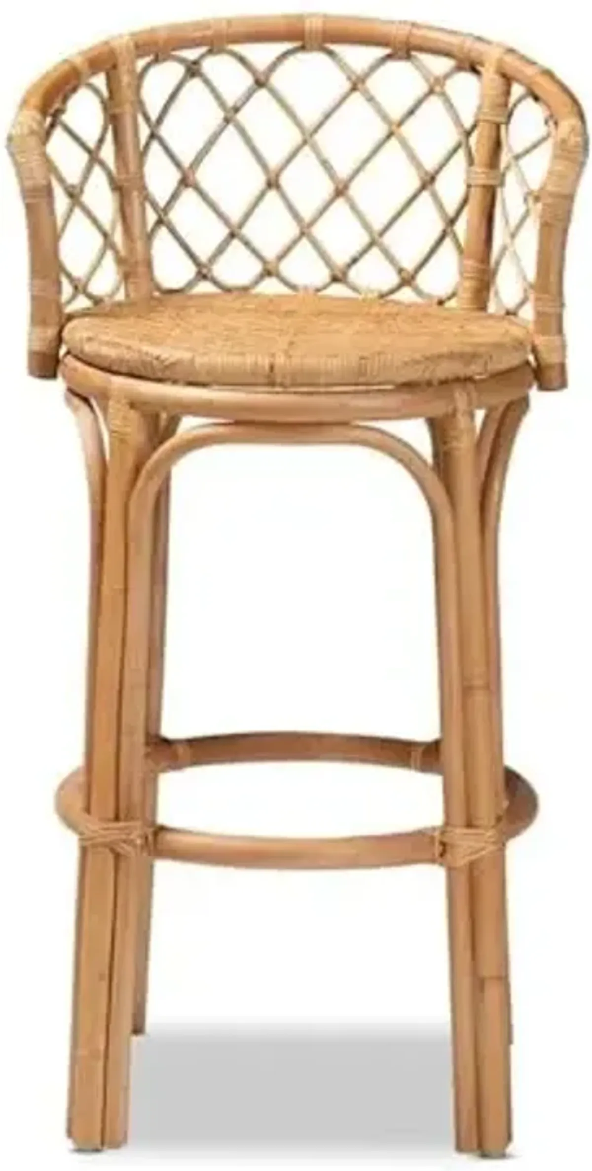 Baxton Studio Orchard Modern Bohemian Natural Brown Rattan Bar Stool