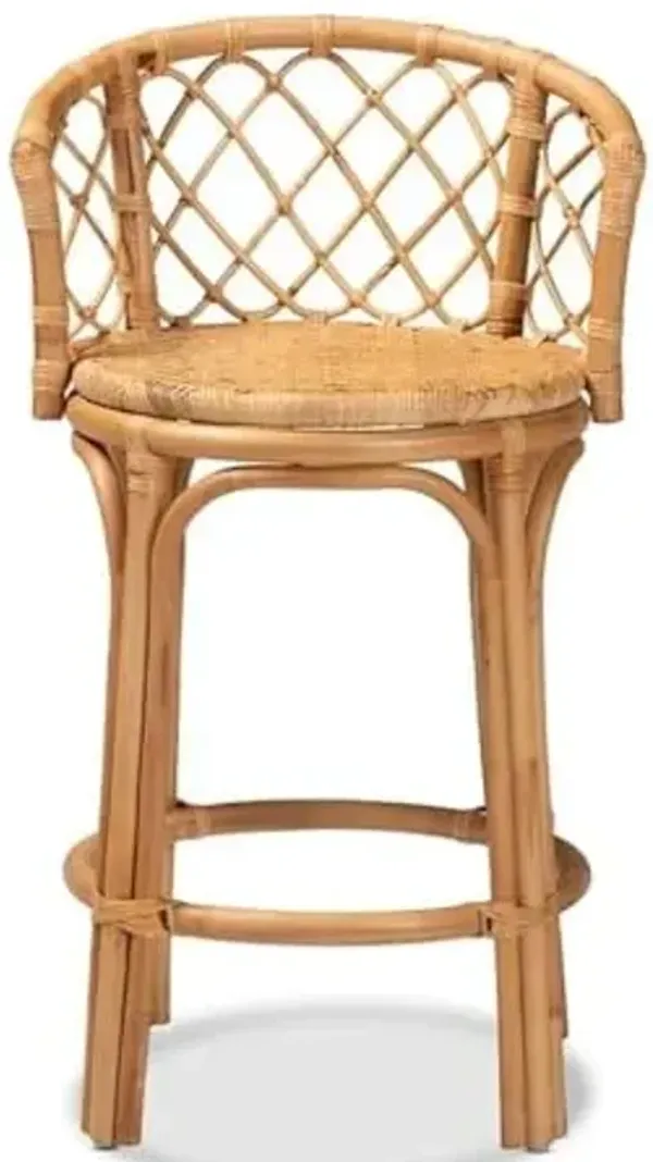 Baxton Studio Orchard Modern Bohemian Natural Brown Rattan Counter Stool