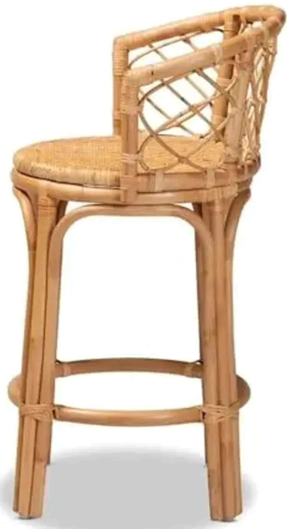 Baxton Studio Orchard Modern Bohemian Natural Brown Rattan Counter Stool