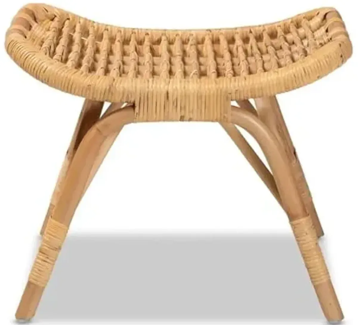 Baxton Studio Bernardo Modern Bohemian Natural Brown Rattan Ottoman