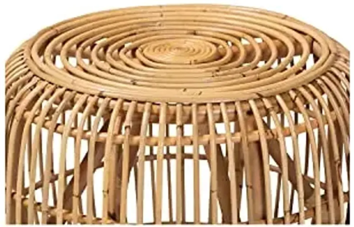 Baxton Studio Maverick Modern Bohemian Natural Brown Rattan End Table