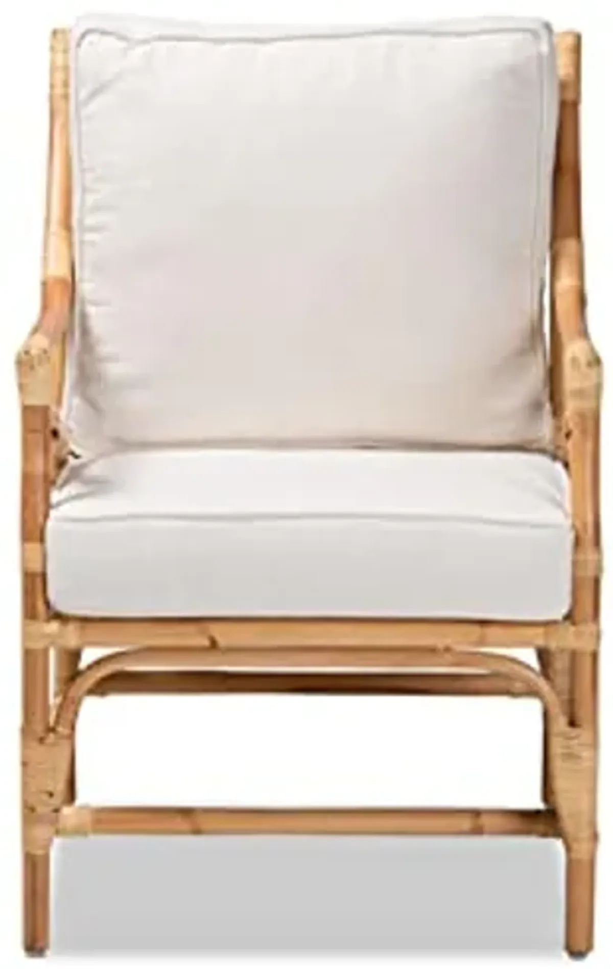 Baxton Studio Bohemian Armchair with White and Natural Brown Finish