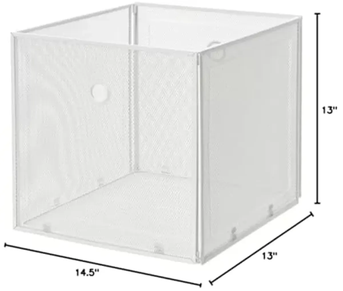 DRÖNJÖNS Storage Box,White KALLAX Shelving Unit Media Accessories and Clothes Organizer Steel Mesh Square Bin Foldable Handled 13x14 ½x13