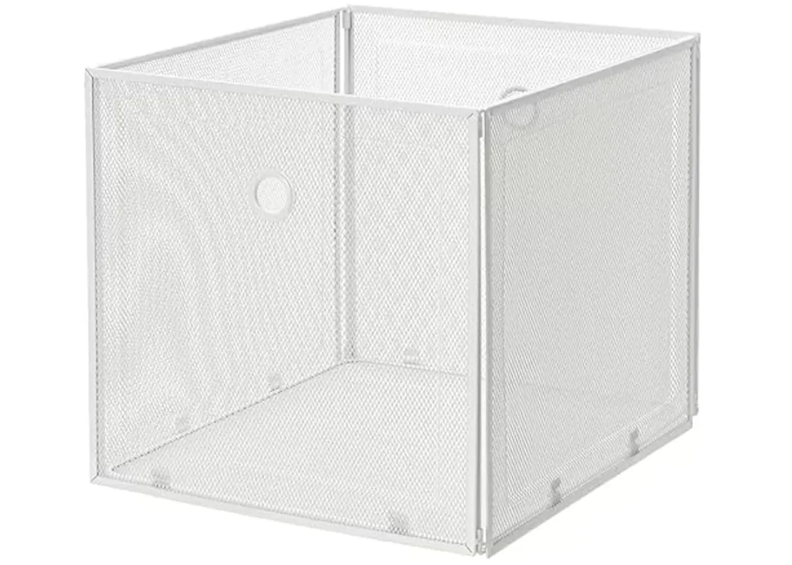 DRÖNJÖNS Storage Box,White KALLAX Shelving Unit Media Accessories and Clothes Organizer Steel Mesh Square Bin Foldable Handled 13x14 ½x13