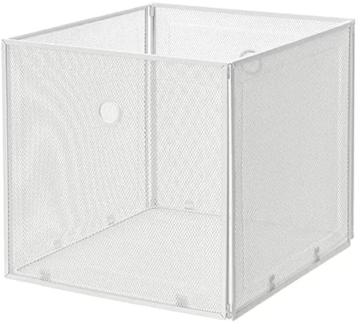 DRÖNJÖNS Storage Box,White KALLAX Shelving Unit Media Accessories and Clothes Organizer Steel Mesh Square Bin Foldable Handled 13x14 ½x13