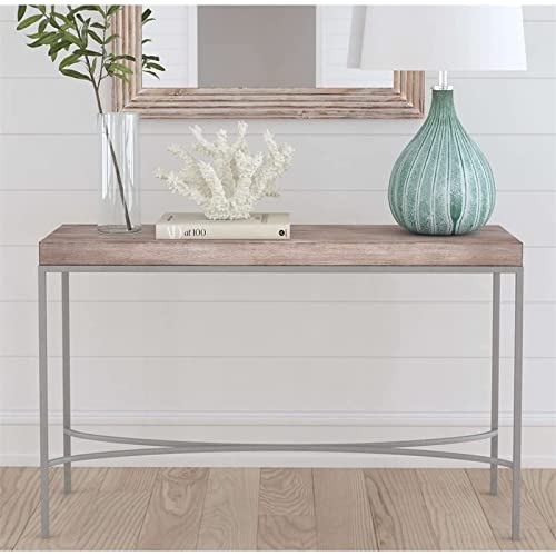 Bassett Mirror Company Fenning Wood and Metal Console Table in Silver