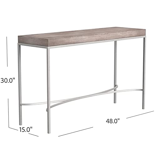 Bassett Mirror Company Fenning Wood and Metal Console Table in Silver
