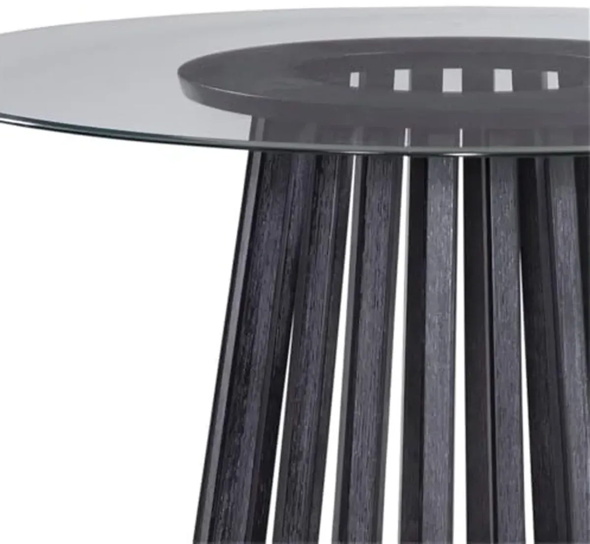 Bassett Mirror Mateo Round Contemporary Glass and Wood Dining Table in Black