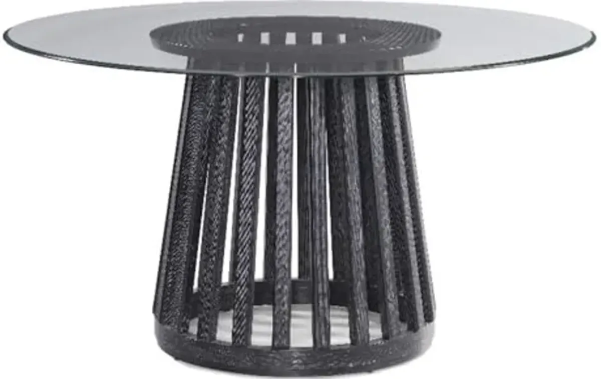 Bassett Mirror Mateo Round Contemporary Glass and Wood Dining Table in Black