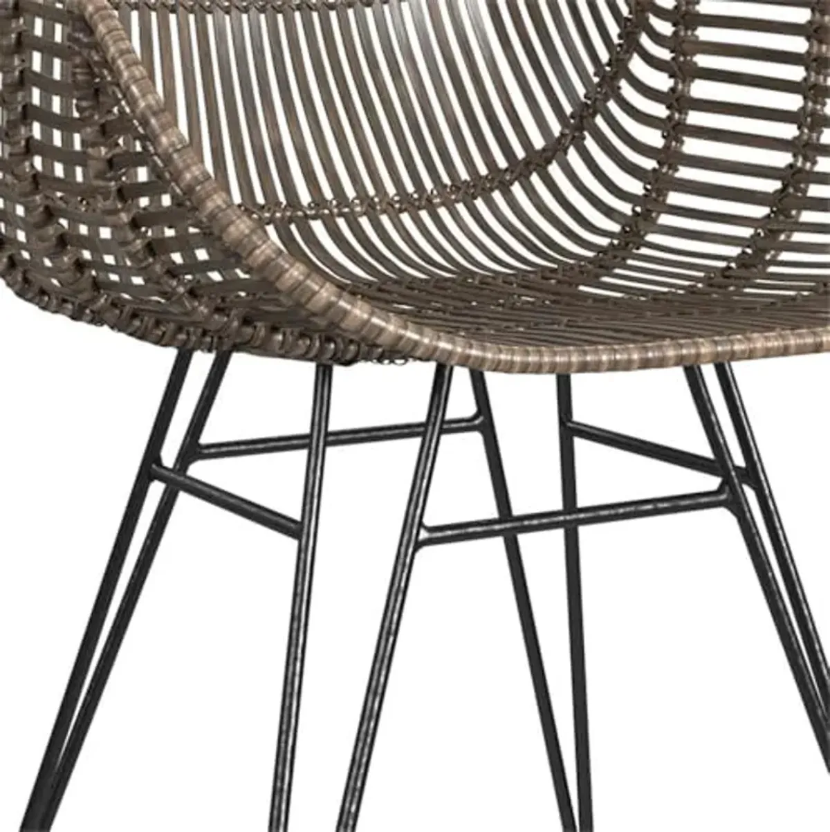 Bassett Mirror Company Ryanne Arm Chair in Brown Rattan with Metal Base