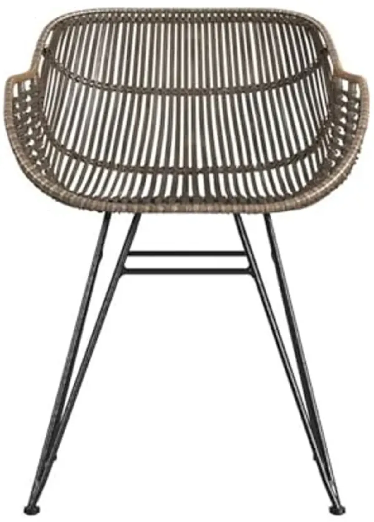 Bassett Mirror Company Ryanne Arm Chair in Brown Rattan with Metal Base