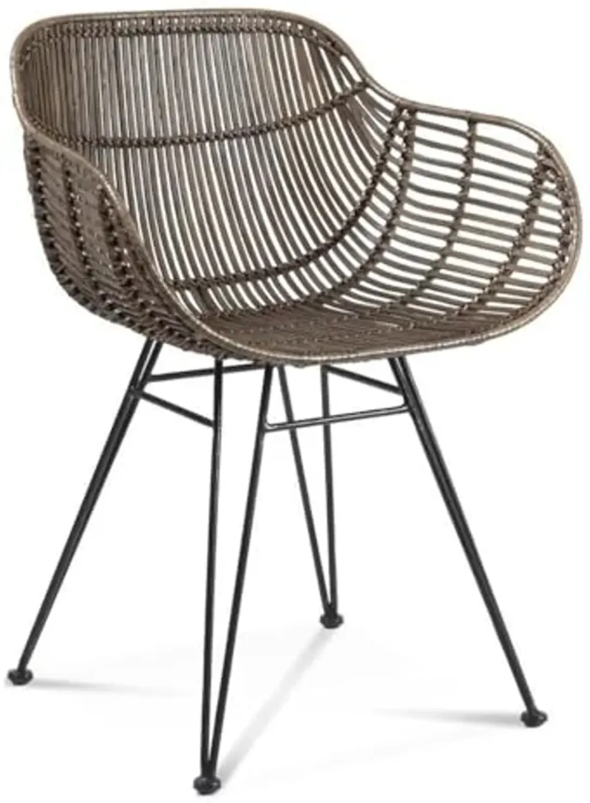 Bassett Mirror Company Ryanne Arm Chair in Brown Rattan with Metal Base