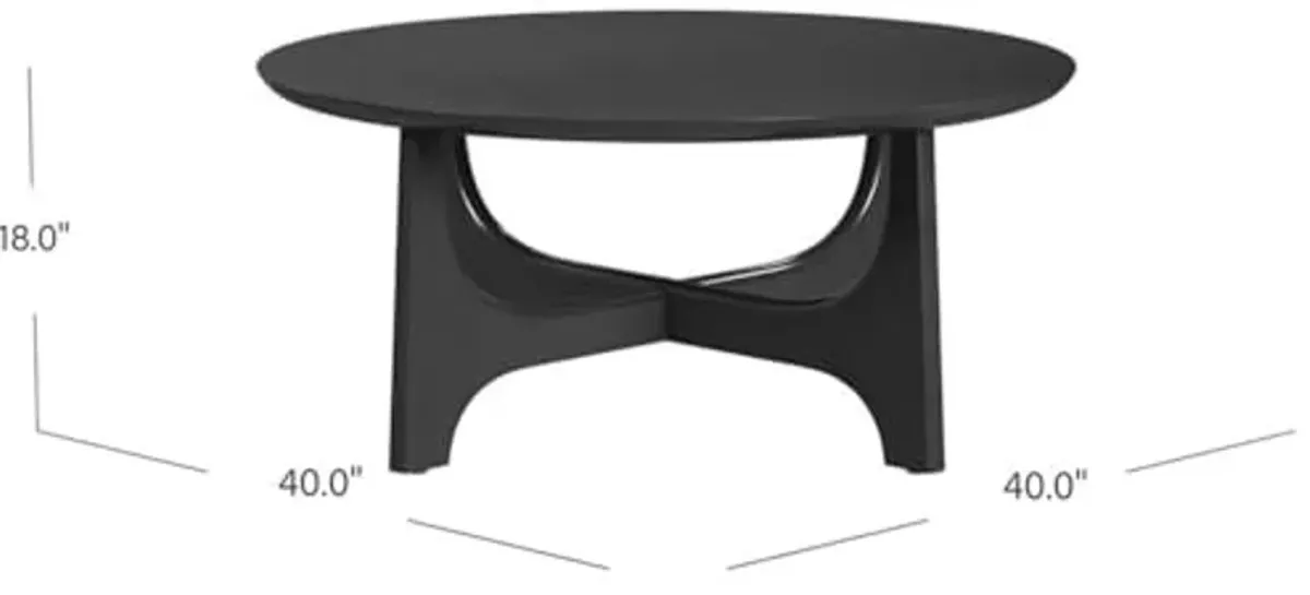 Bassett Mirror Company Dunnigan Round Cocktail Table in Black Wood