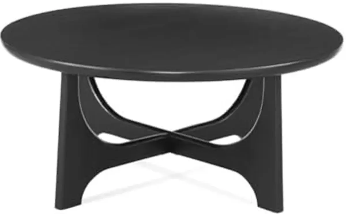 Bassett Mirror Company Dunnigan Round Cocktail Table in Black Wood