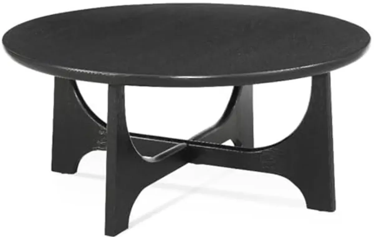 Bassett Mirror Company Dunnigan Round Cocktail Table in Black Wood