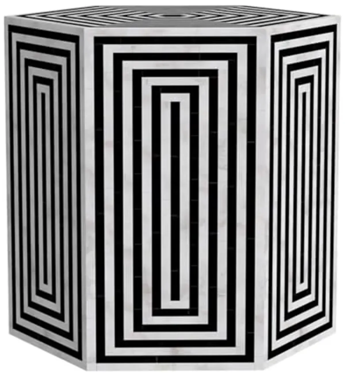 Bassett Mirror Company UNA Wood and Bone Accent Table in Black and White Natural Bone