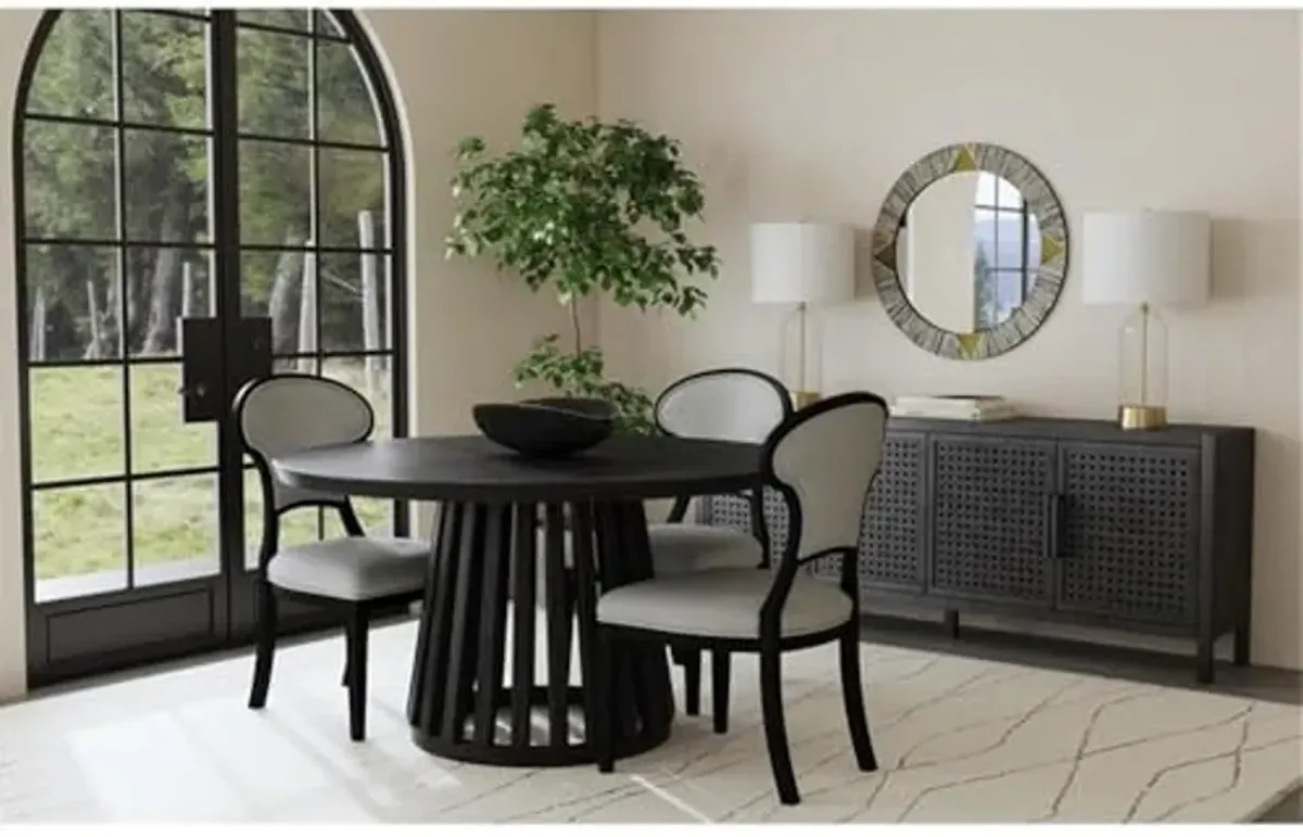 Bassett Mirror Company Mateo Contemporary Round Dining Table in Black Wood