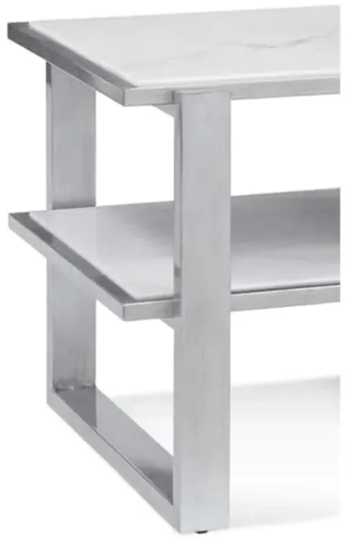 Bassett Mirror Company Hessie Wood and Marble End Table in Silver