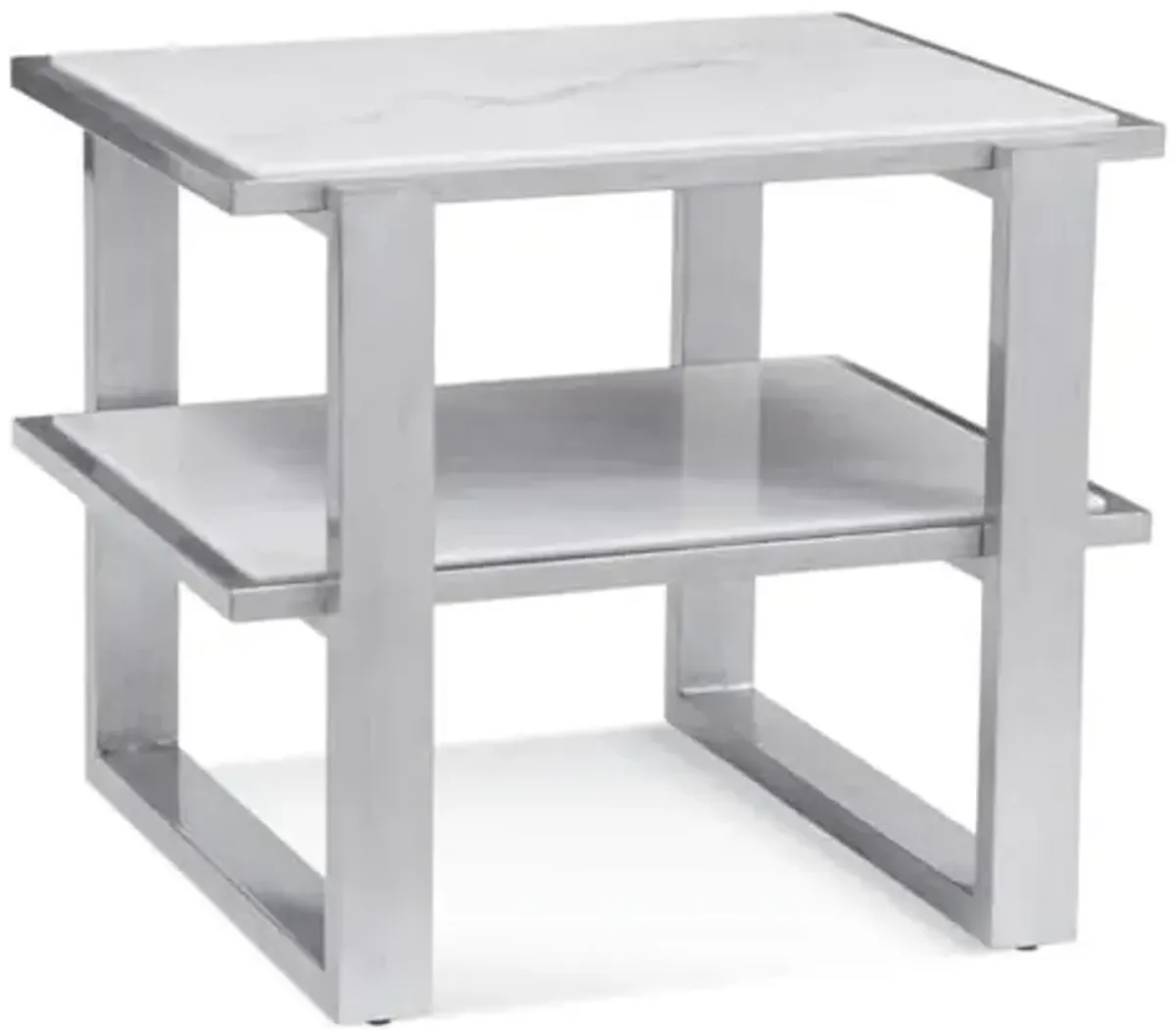 Bassett Mirror Company Hessie Wood and Marble End Table in Silver