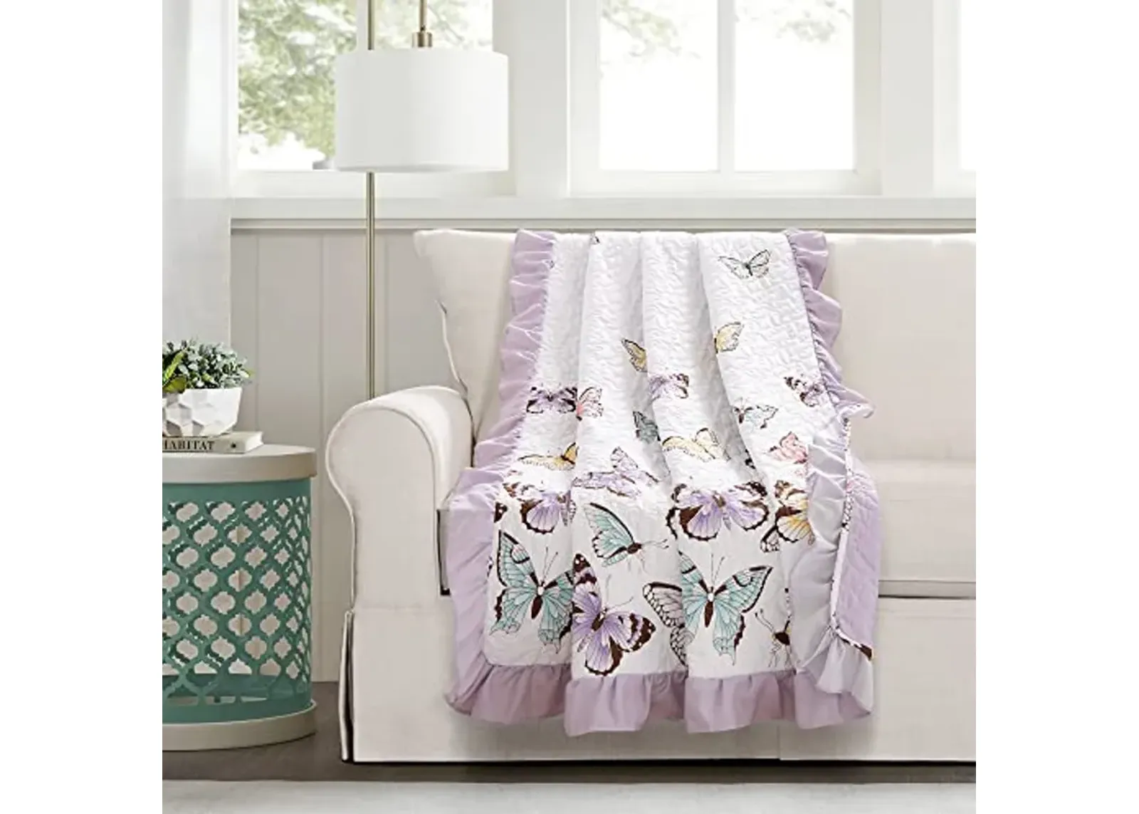 Lush Decor Flutter Butterfly Throw Blanket, 60" x 50", Lilac