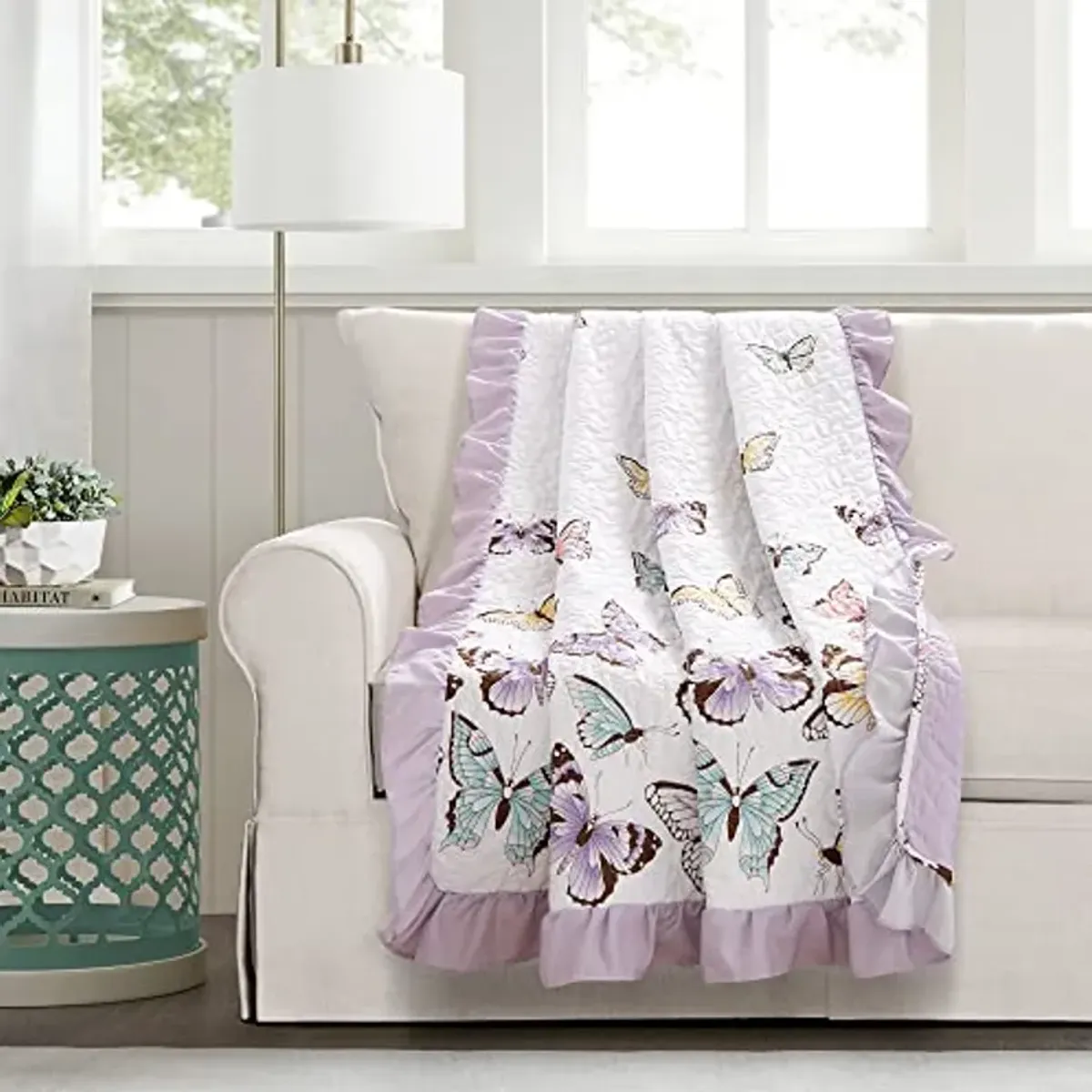 Lush Decor Flutter Butterfly Throw Blanket, 60" x 50", Lilac