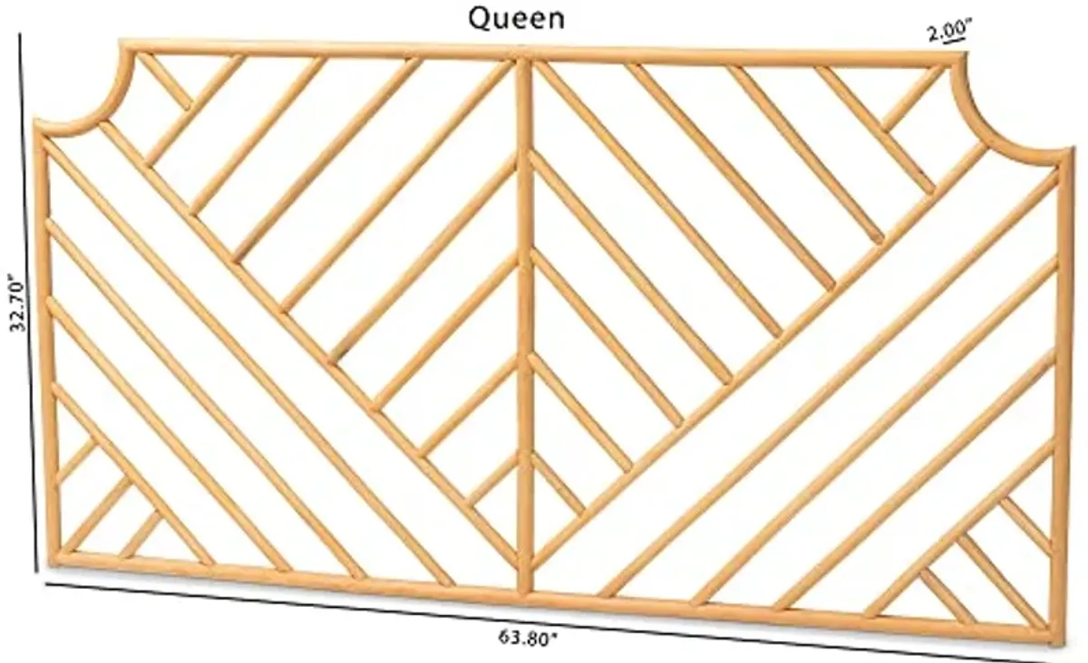 Baxton Studio Giza Rattan Wall-Mounted Headboard, Queen, Light Honey