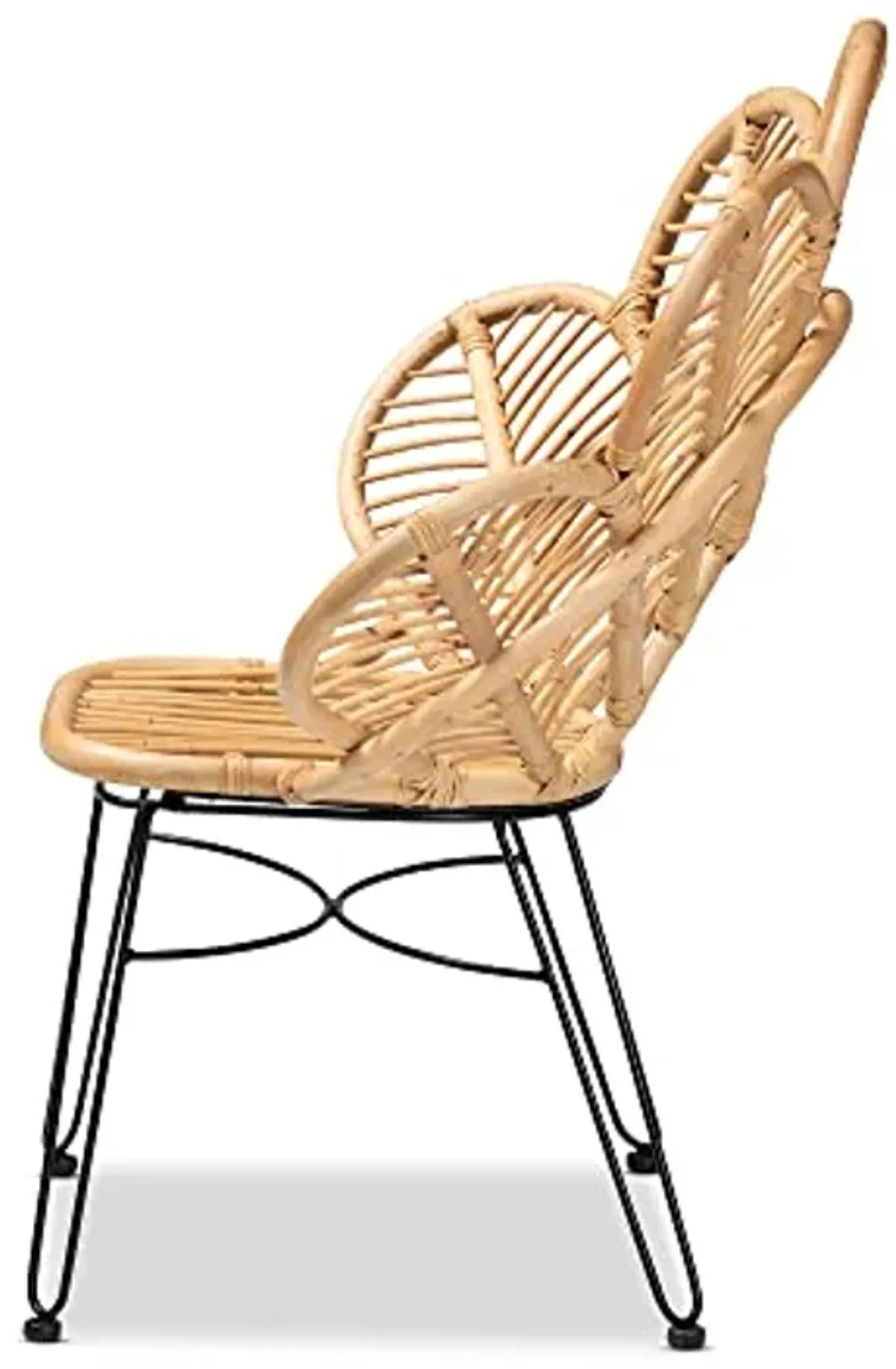 Baxton Studio Garan Natural Rattan Flower Accent Chair, Standard