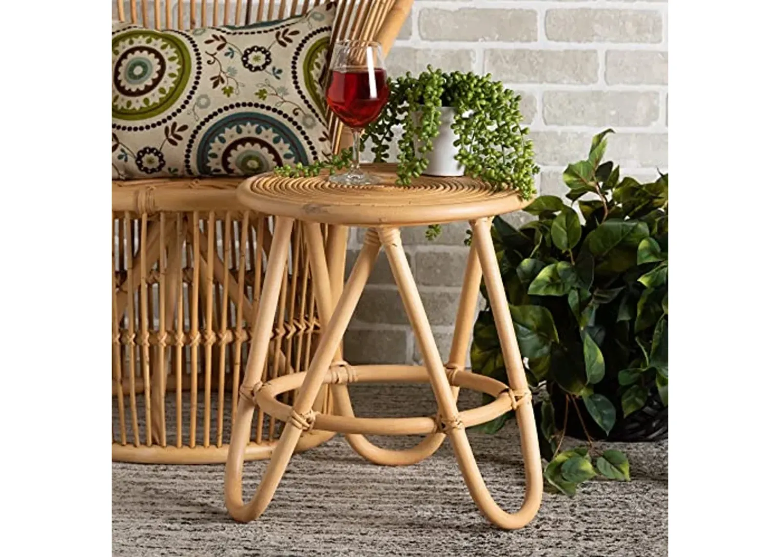 Baxton Studio Rinjani Natural Rattan End Table