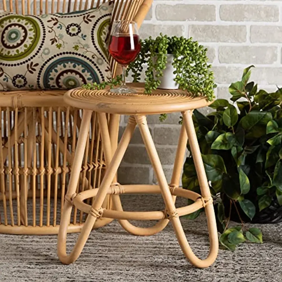 Baxton Studio Rinjani Natural Rattan End Table