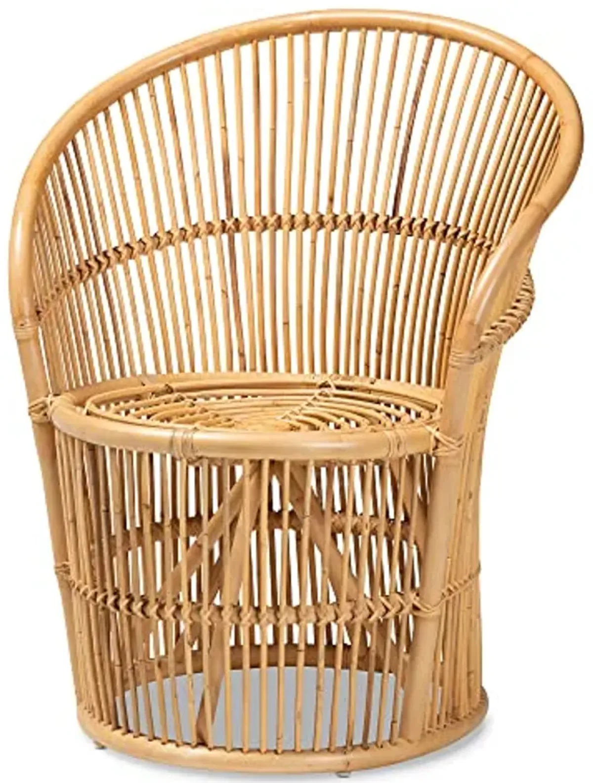 Baxton Studio Narva Natural Rattan Accent Chair, Standard, Light Honey