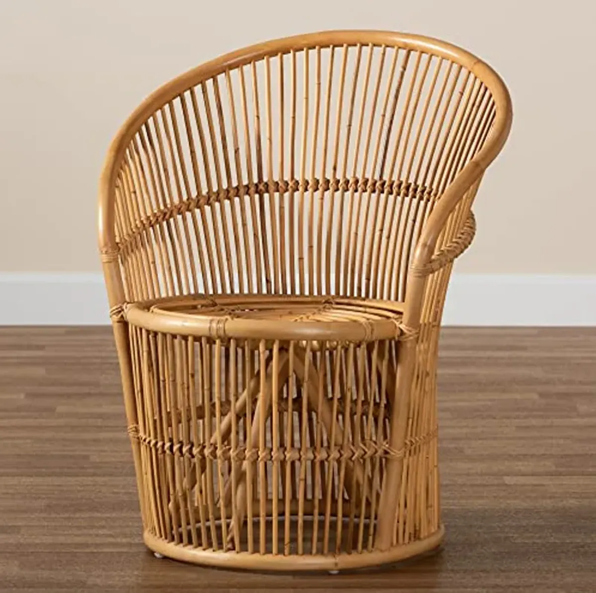 Baxton Studio Narva Natural Rattan Accent Chair, Standard, Light Honey