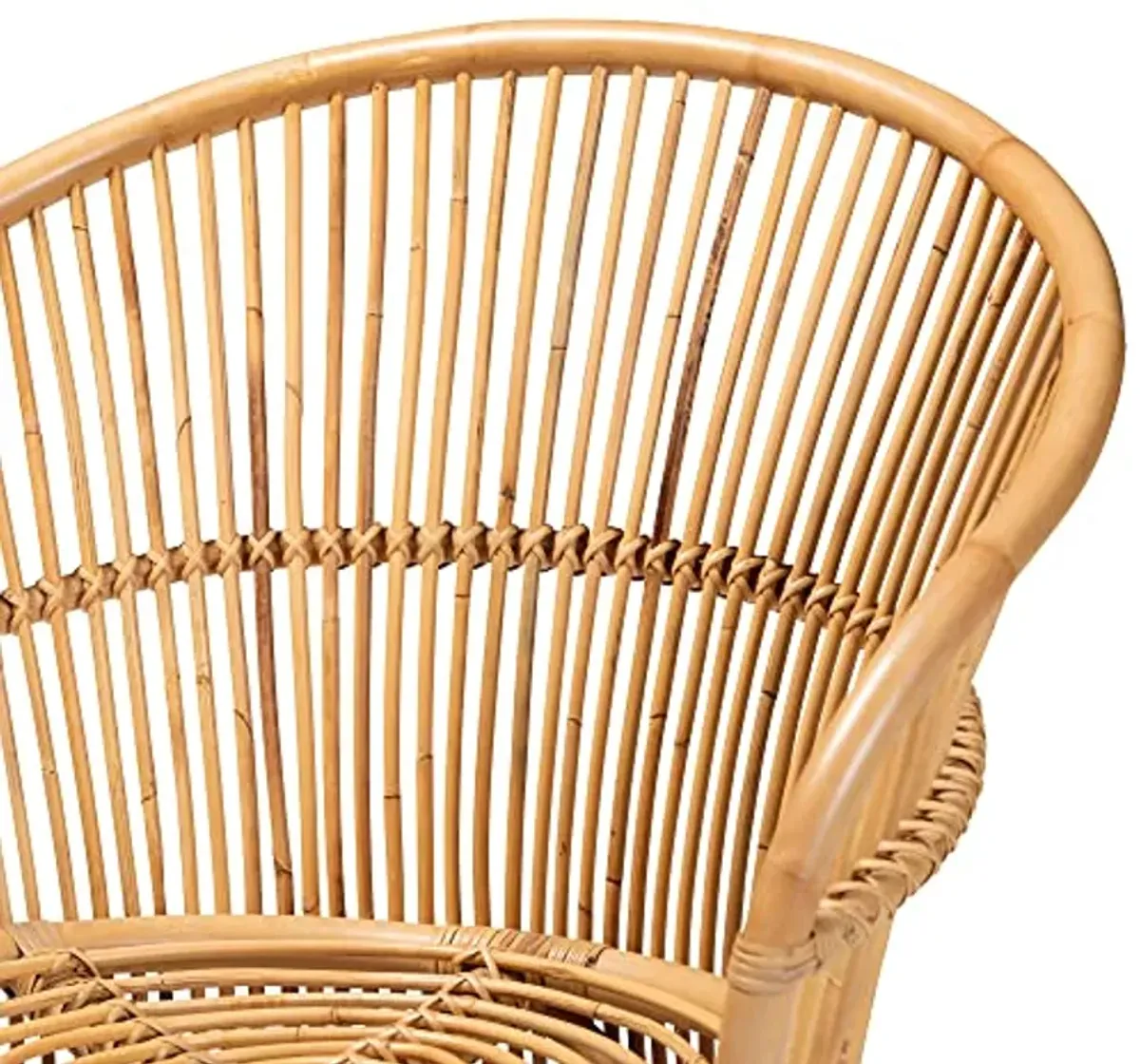 Baxton Studio Narva Natural Rattan Accent Chair, Standard, Light Honey