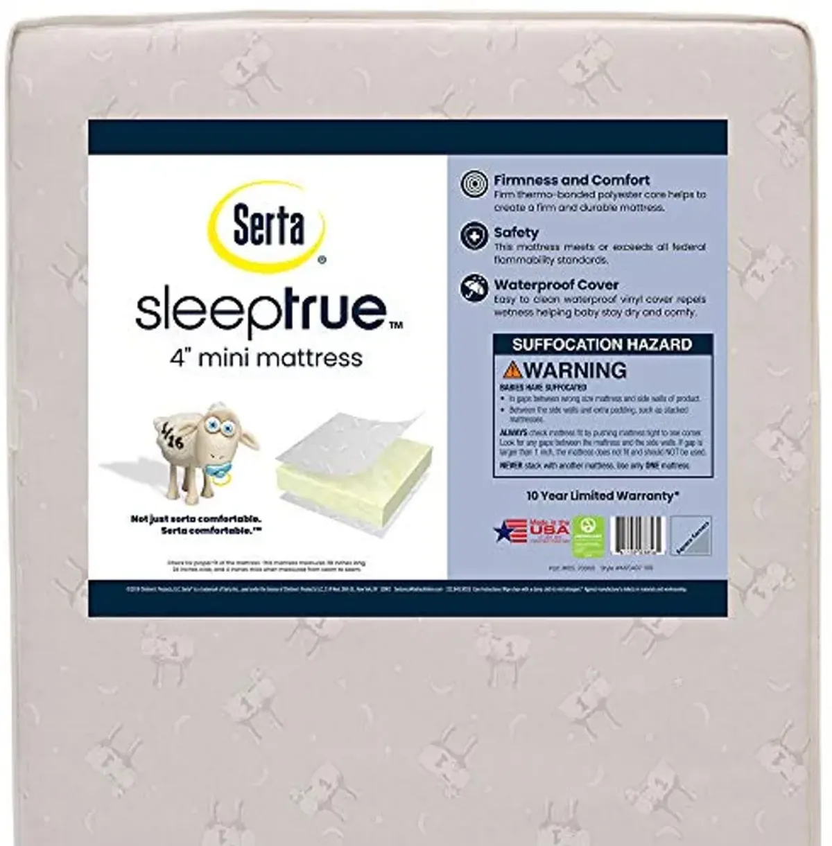 Delta Children Serta SleepTrue Mini Crib Mattress and American Baby Company 3 Pack Fitted Mini Crib Sheet Set for Boys and Girls