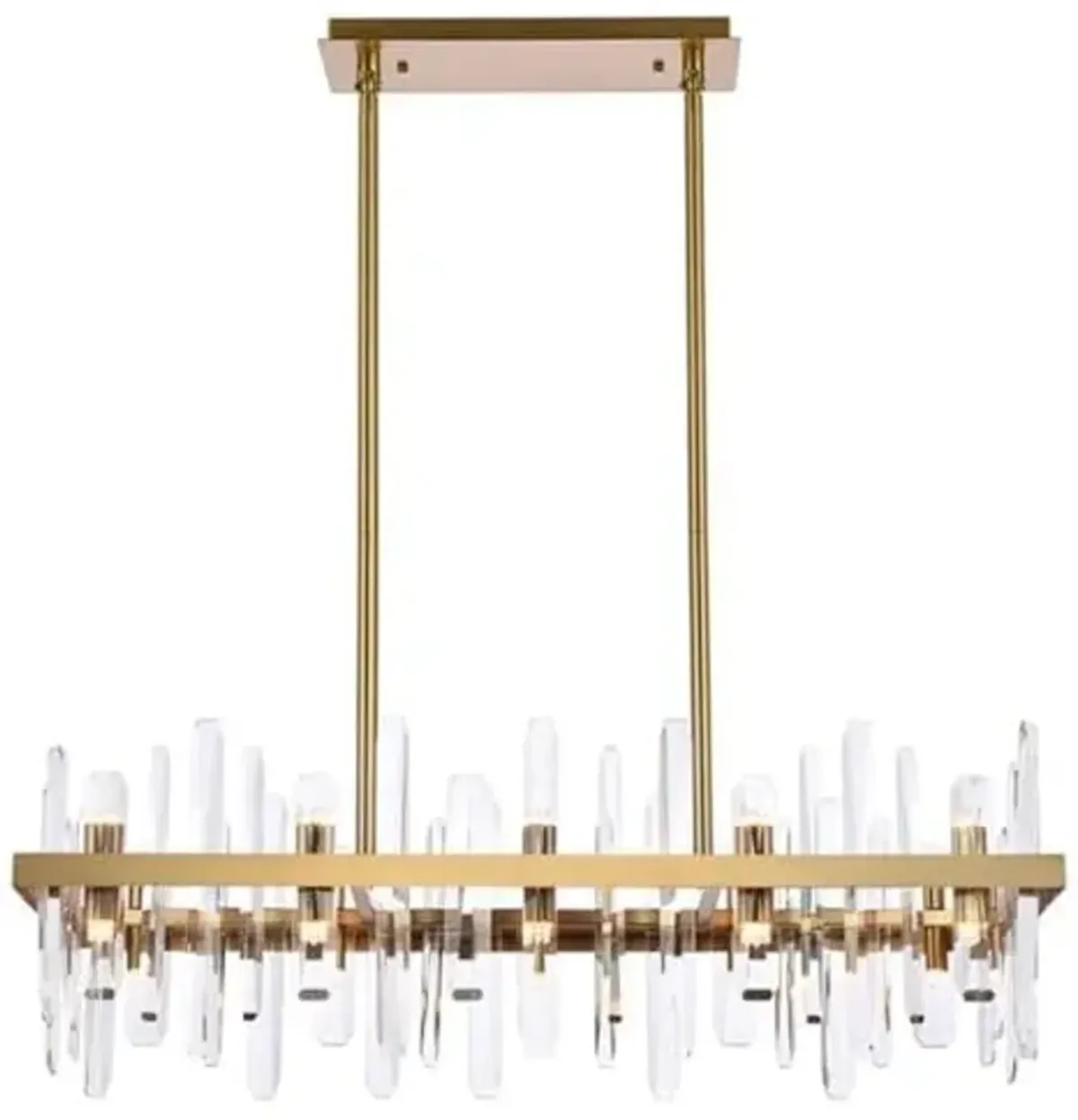 Elegant Decor Indoor Modern Serena 36 inch Crystal Rectangle Chandelier - Satin Gold
