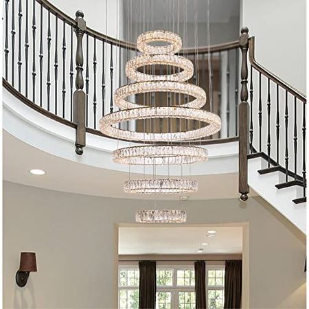 Elegant Lighting Indoor Modern Bright Home Decorative Ceiling Lighting Monroe 40 inch LED Seven Ring Chandelier - Gold